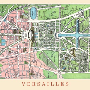 Vintage 1926 Versailles Replik Karte Drucke, 1 ungerahmte Fotos, Wand-Kunst-Dekor für Zuhause Werkstatt Büro Büro Studio Schule Geschichte Schüler Lehrer