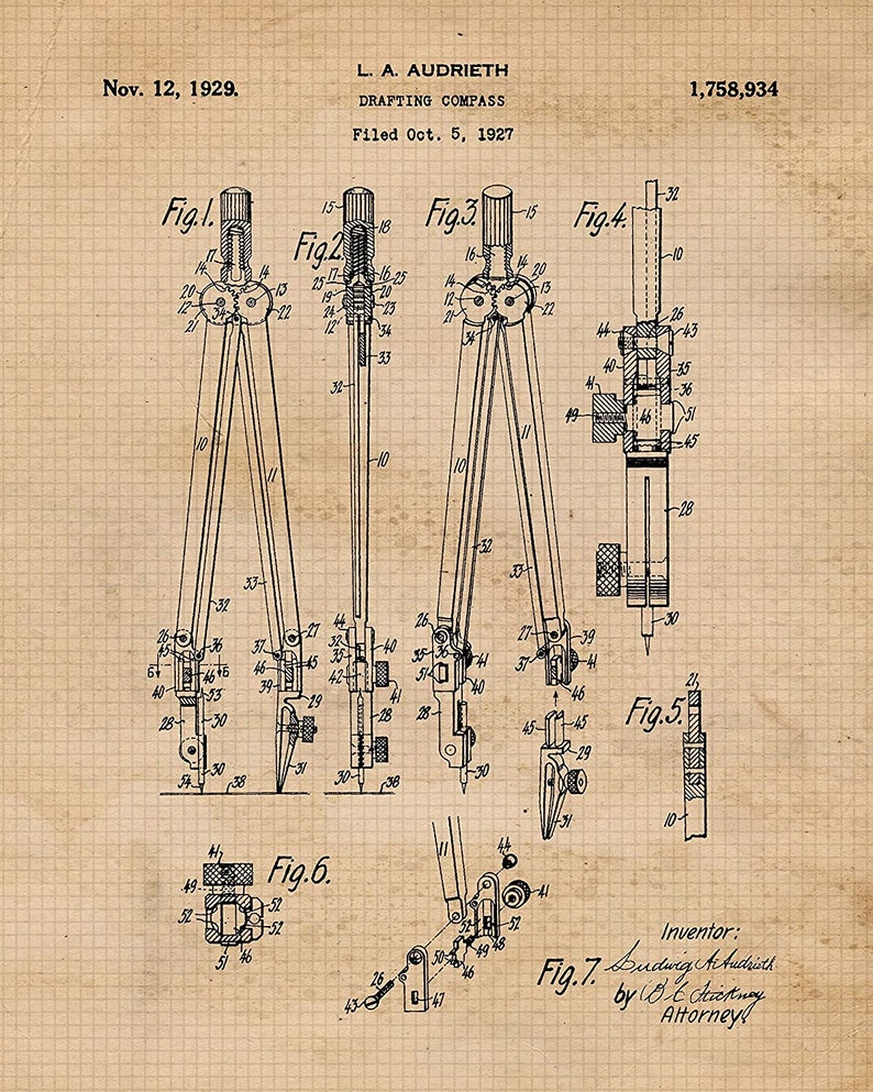 Vintage Architect Patent Prints, 6 Unframed Photos, Wall Art Decor for Home Office Man Cave Garage Shop Construction Builder Design Students image 2