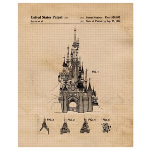 May include: Black and white line drawing of a castle with multiple towers and a large arched entrance. The drawing is on a gridded background with the text "United States Patent" and "Des. 350,995" at the top. The drawing is labeled "FIG. 1" and includes smaller drawings labeled "FIG. 2", "FIG. 3", "FIG. 4", and "FIG. 5".