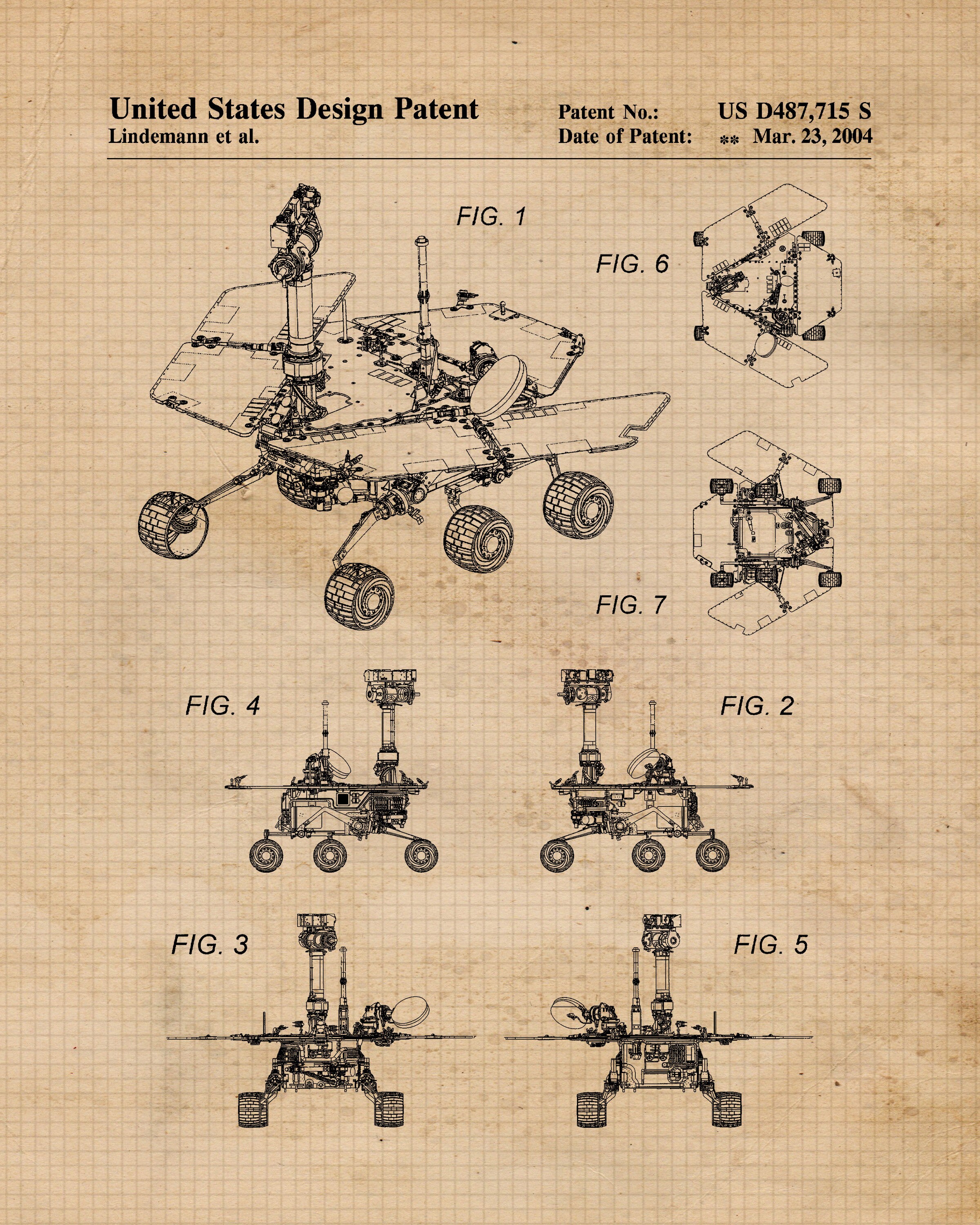 Vintage NASA Space Mars Exploration Patent Prints, 6 Unframed Photos ...