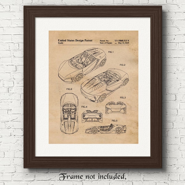 Vintage NSX Cars Patent Prints, 1 Unframed Photos, Wall Art Decor Gifts for Home Office Honda Acura Garage Shop Engineer Student Teacher