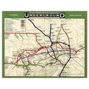 Stampa della mappa della metropolitana di Londra vintage, 1 foto senza cornice, decorazione da parete per casa, lavoro, ufficio, studio, scuola, geografia, insegnante, studente.