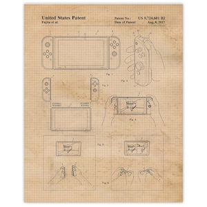 Classic Video Game Switch Controller Patent Print, 1 Unframed Photos, Wall Art Decor for Home Nintendo Gaming Office Gears Garage IT Student