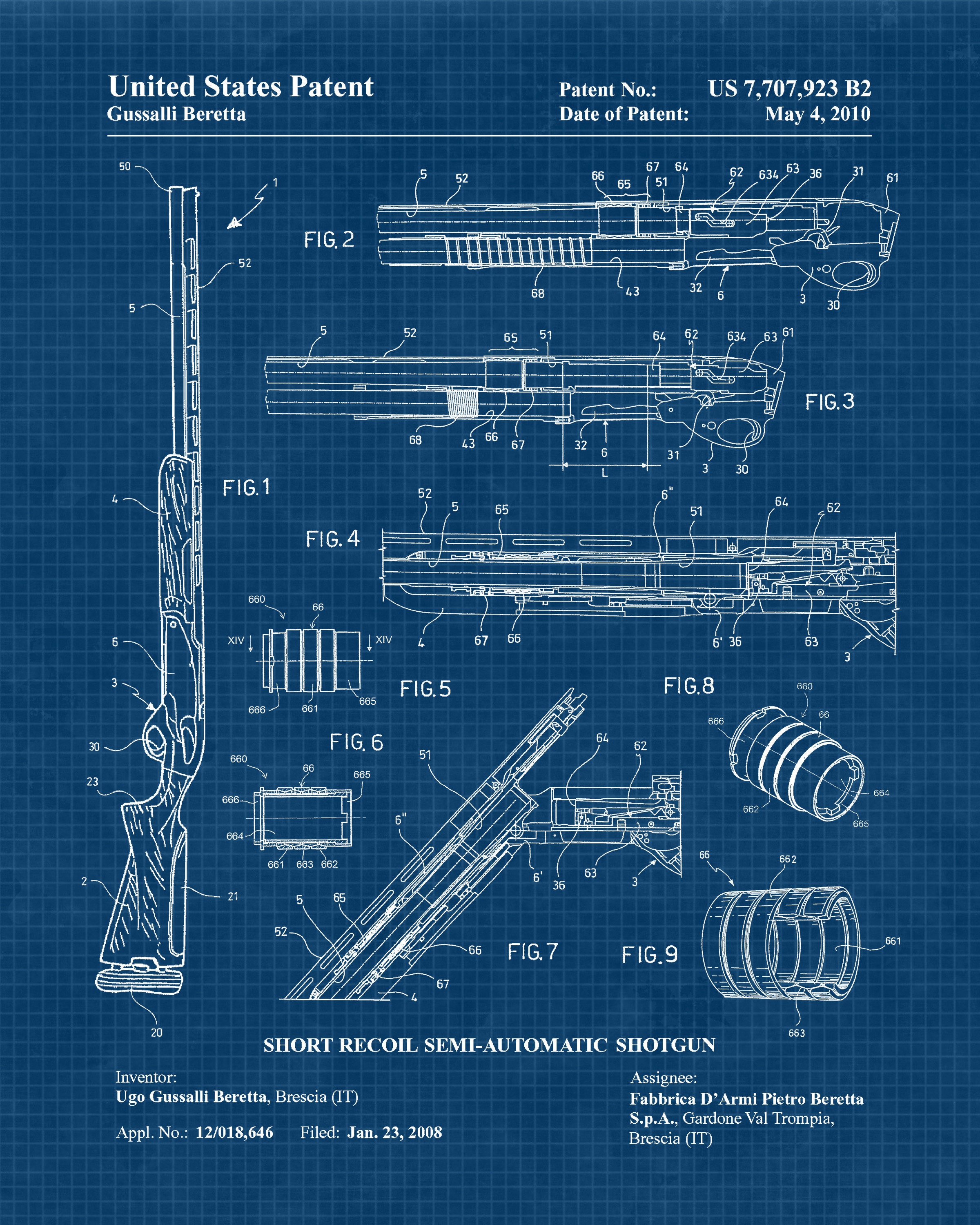 Vintage Beretta Shotgun Rifles Patent Poster Prints 4 Etsy