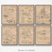 Vintage Disney Theme Park Rides Patent Prints, 6 Unframed Photos, Wall Art Decor Gifts for Home Office Man Cave Student Teacher Coach Kids