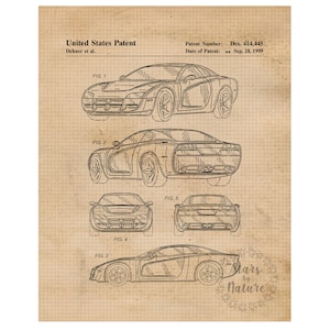 Patenttryck för klassiska Charger-bilar, 1 orammade foton, väggkonst, presenter till hemmet, Dodge, kontor, garage, Mopar, växlar, ingenjör, student, tränare