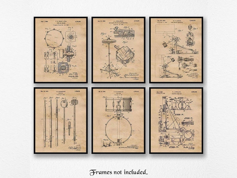 Vintage Style Drums Patent Prints.