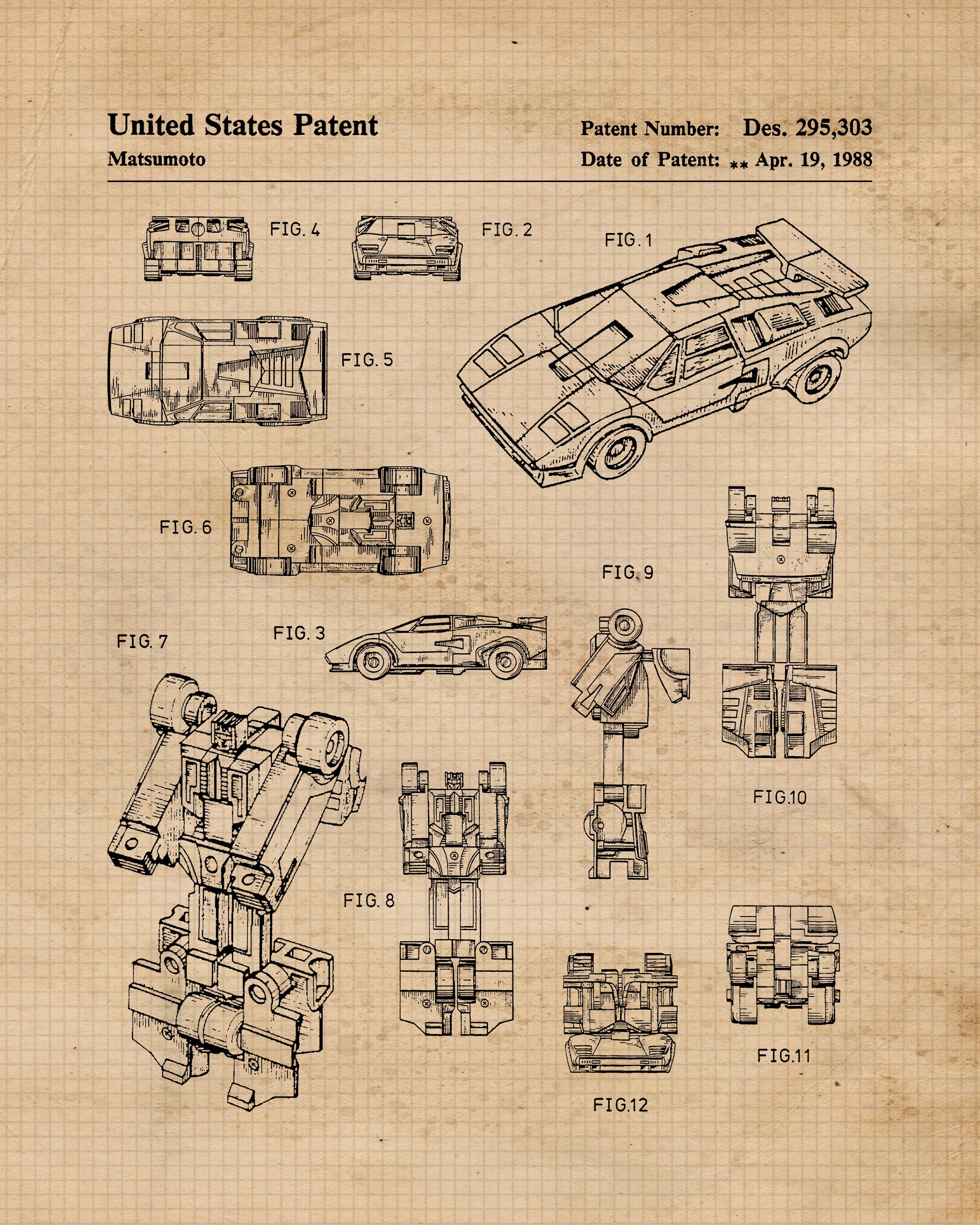 Vintage Transformers Patent Prints, 6 Unframed Photos, Wall