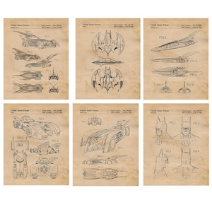 Classic Movie Hero Custom#14 Patent Prints, 6 Unframed Photos, Wall Art Decor Gift for Home Dark Knight Work Office Student Teacher ComicCon