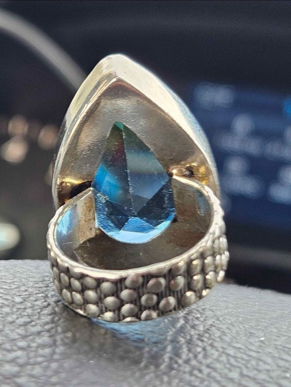 Vintage Peacock Quartz Solitaire Crystal Ring Ste… - image 3