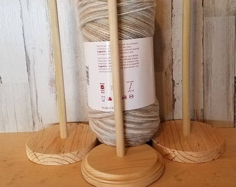 Large Wooden yarn spool holder, decorative sewing room, handy yarn spindle tool for crocheting or knitting, full size upright skein holder