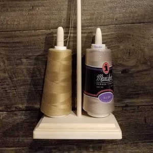 Thread Holder Large Spool Thread Dispenser Easy Change Wood Stand
