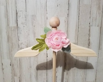 Boho Baby Boutique Display Hanger: Pale Pink Rose, Lamb's Ear Decor
