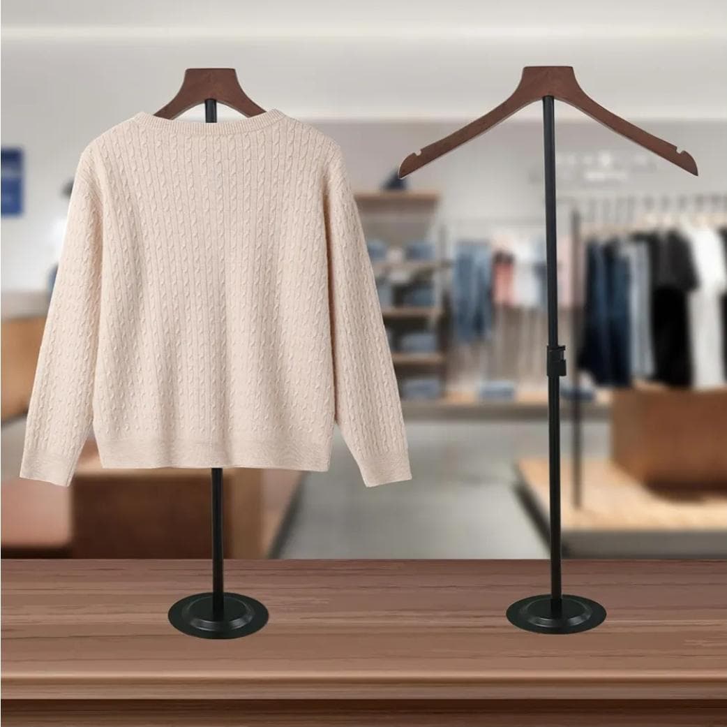 Adjustable T-shirt hanger display set with metal stands