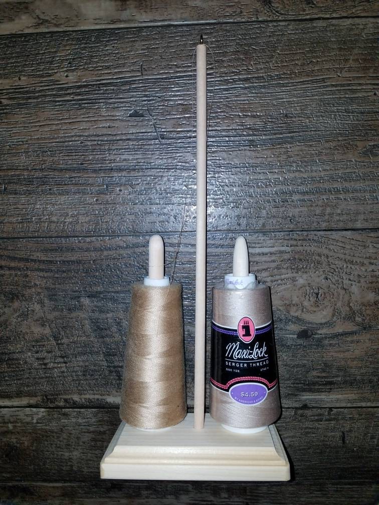 New Wooden sewing thread caddy large spool serger cones thread holder