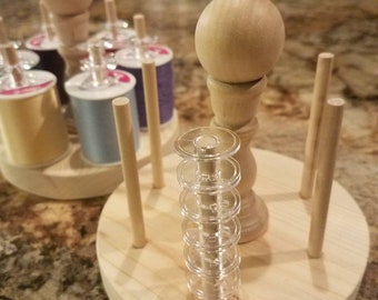 Wooden Sewing Thread Caddy: Bobbin Holder Organizer
