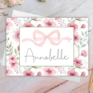 Watercolor Floral Stationery: Personalized Flat Notecards with Envelopes