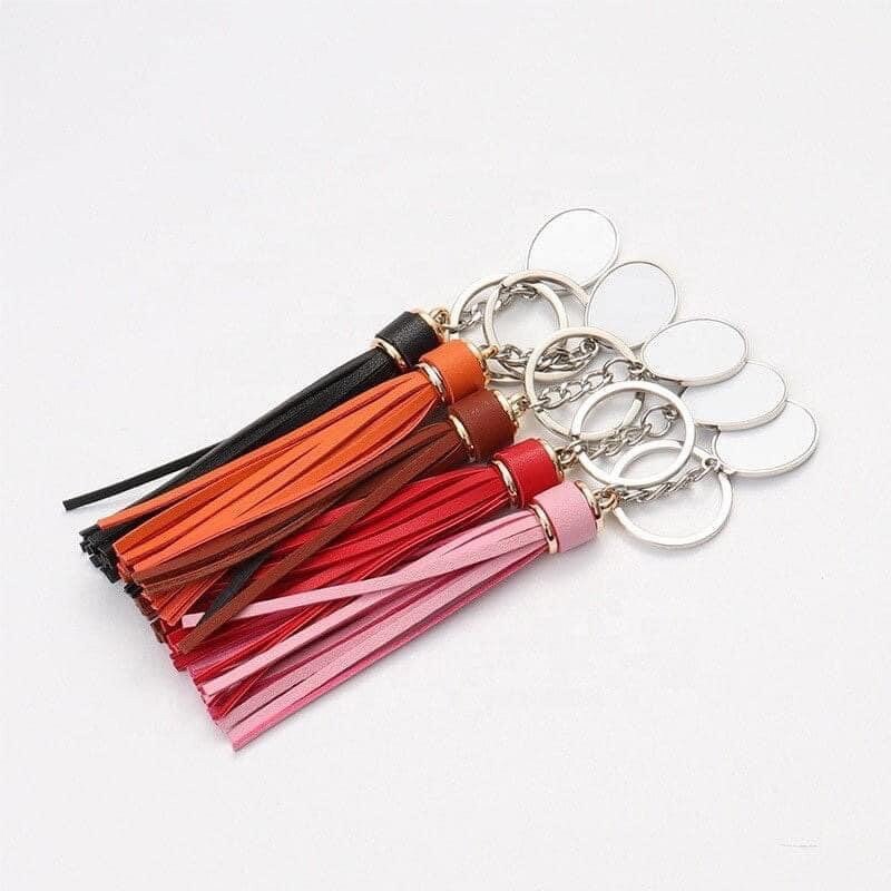 Leather tassel keychain blank pack of 3 or 5 sublimation Etsy