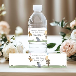 Personalized Pooh Water Bottle Labels - Custom Baby Shower Water Bottle Labels -Pooh Water Bottle Labels - Winnie The Pooh Baby Shower