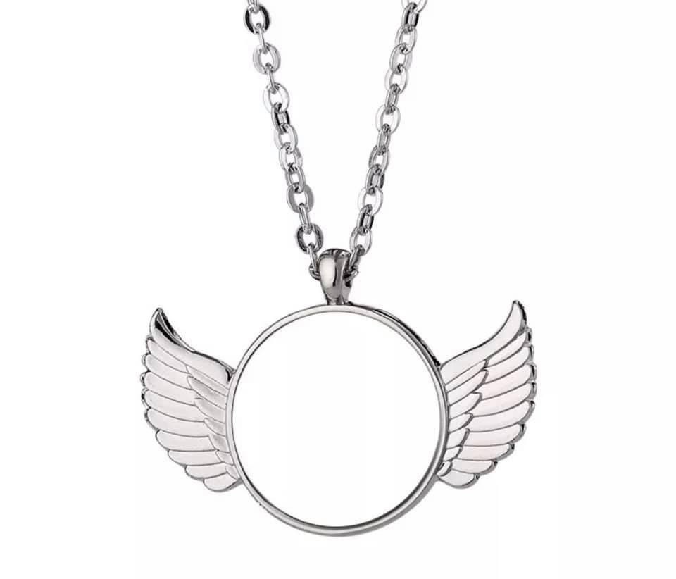10x Mini Angel Wings Necklace Sublimation Blanks, Tiny Angel Wings Pendant Necklace, Micro Angel Wings Sublimation Necklace #102037KS