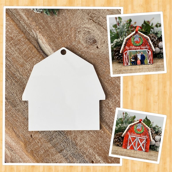 Sold in sets of 5 barn sublimation blank, sublimation ornament blank, sublimation blank, stable blank