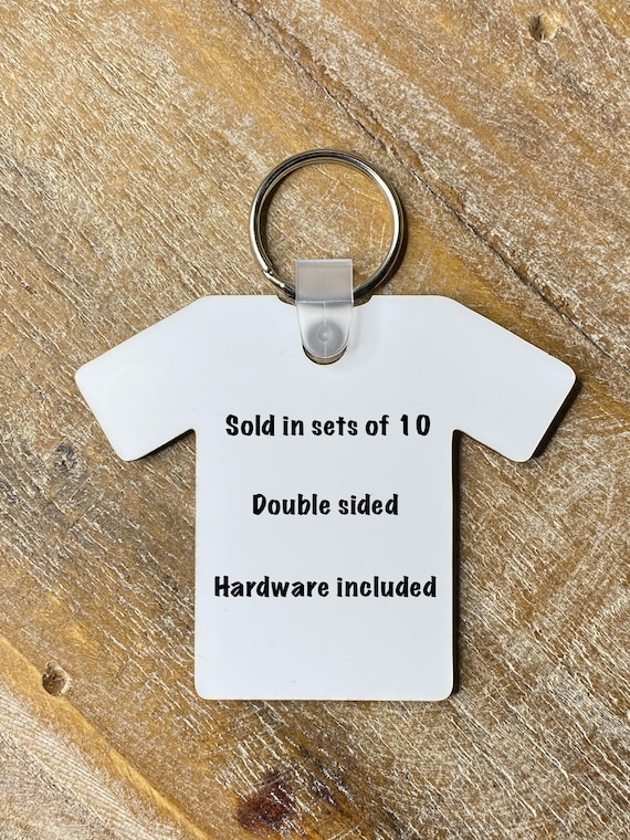 SET OF 5 or 10 T-shirt jersey keychain sublimation blank, sublimation  blank, jersey blank