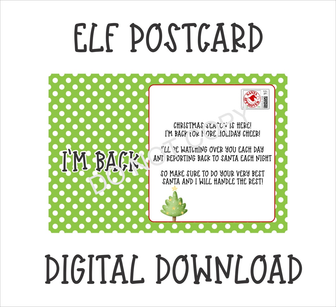 Postcard Design, Elf Postcard, Elf Postcard Digital Download - Etsy