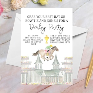 Kentucky Derby Party Invitation: Watercolor Floral, Run for the Roses