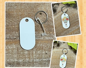 Set of 5 or 10 Pill Shape Sublimation Keychains, Sublimation Blanks, Sublimation Keychain Blanks, Keychain Blanks, Oval Blanks