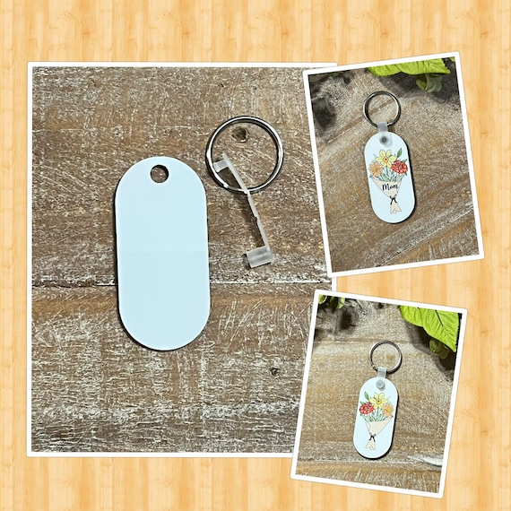 Set of 5 or 10 Pill Shape Sublimation Keychains, Sublimation