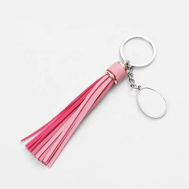 Leather tassel keychain blank pack of 3 or 5 sublimation Etsy