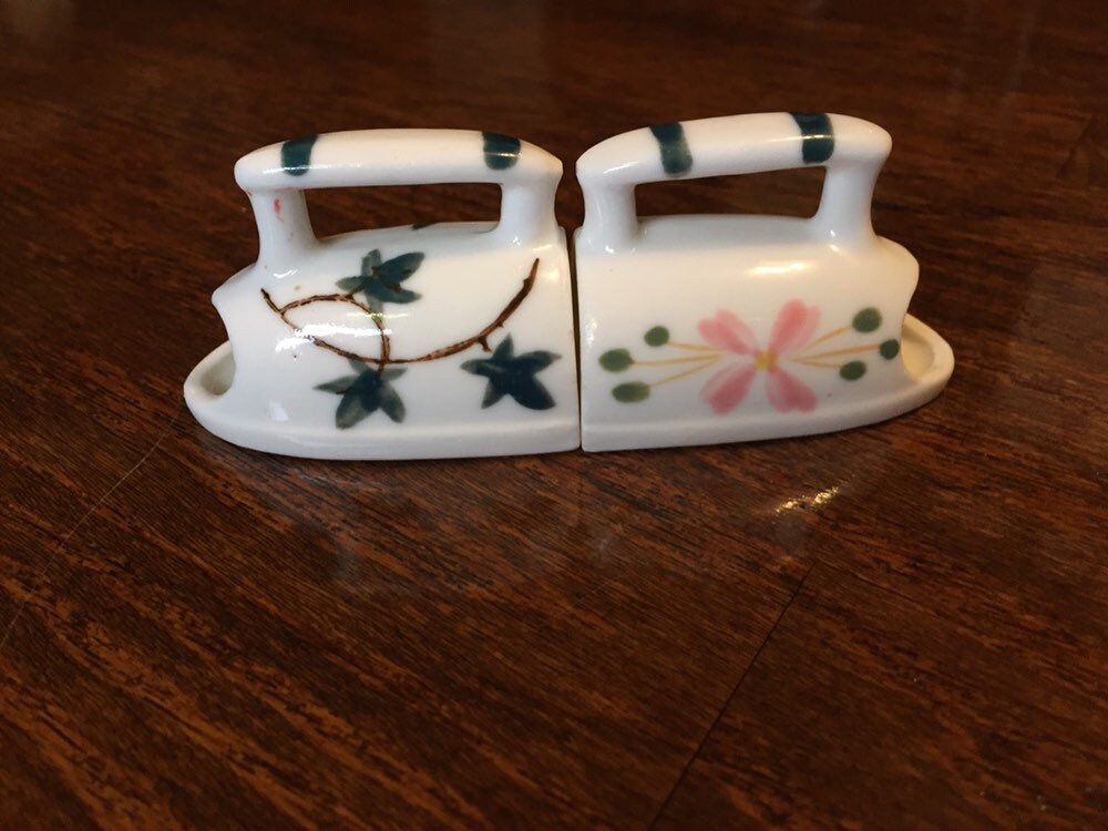 2 Vintage Iron Ceramic Toothpick Holder Miniature Iron Etsy