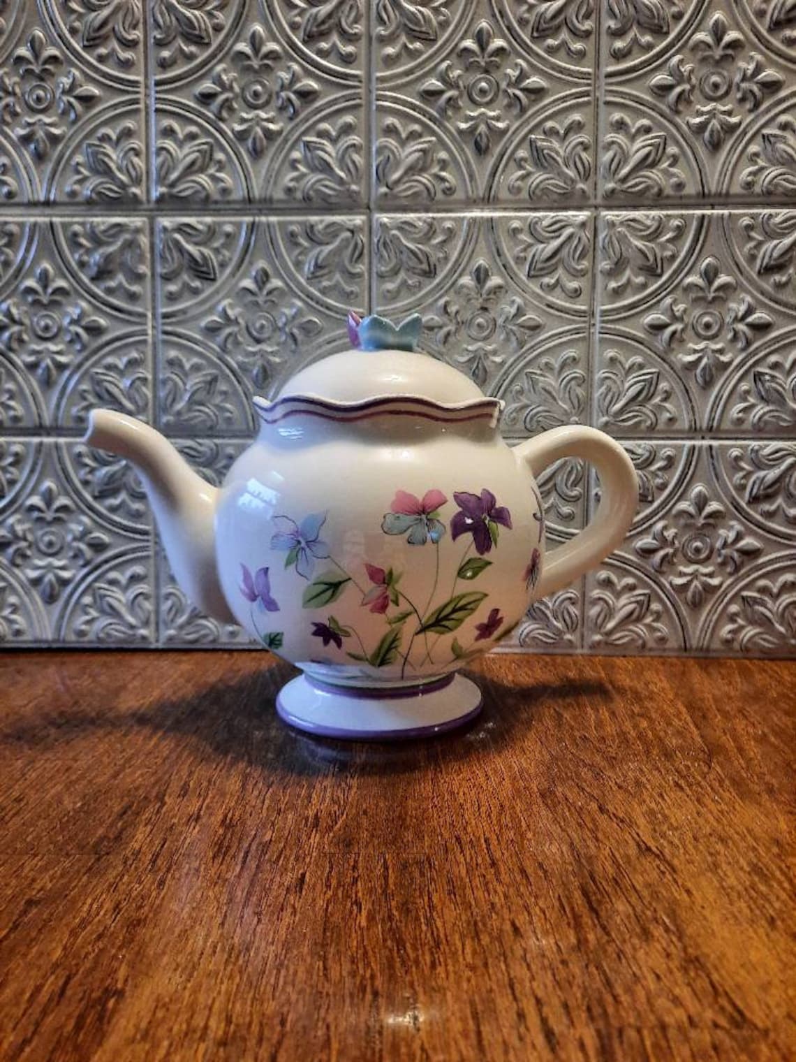 Ceramic Teapot Waverly Sweet Violent FTD Inc Cottagecore Etsy