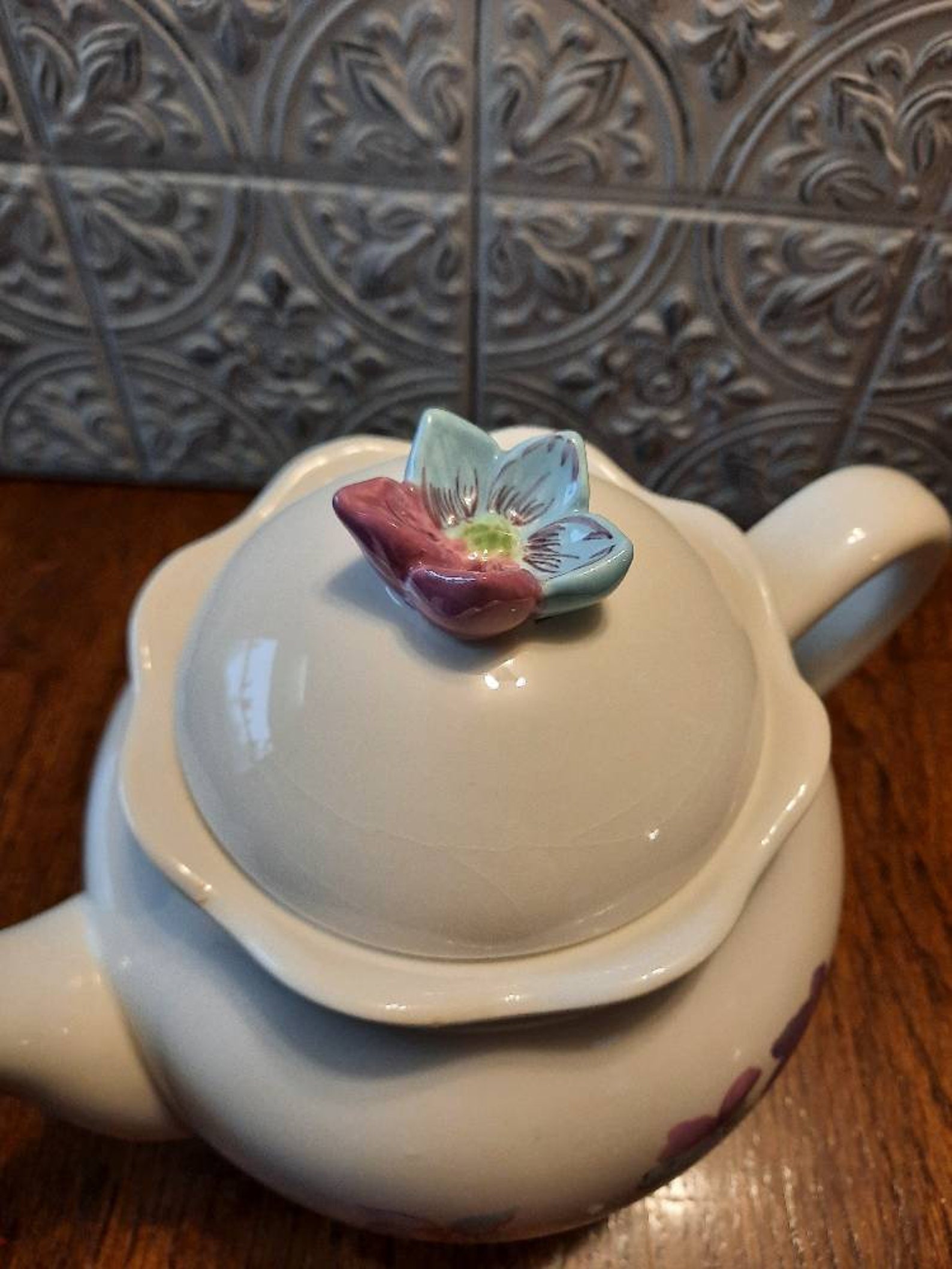 Ceramic Teapot Waverly Sweet Violent FTD Inc Cottagecore Etsy