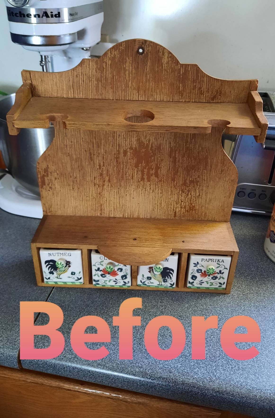 Ceramic spice rack with wooden shelf hand painted Ceramic Etsy