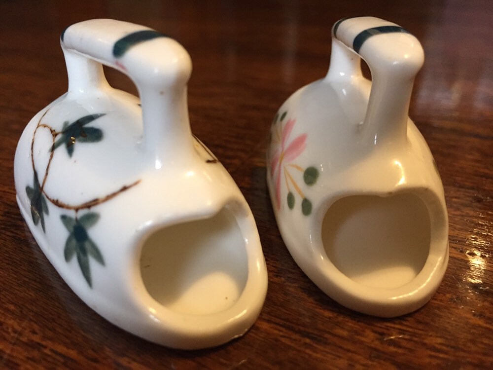2 Vintage Iron Ceramic Toothpick Holder Miniature Iron Etsy