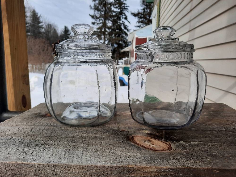 6 Sided Glass Candy Jar • Antique Advertising