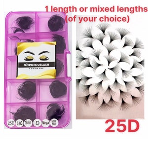 Mega 25D Lashes, 500 Premade Volume Fans, 0.03mm Thickness. Eyelash Extensions. Handmade!