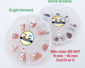 Mixed BROWN Color Lashes 6D, 1000 Premade Volume Fans, 0.07mm Thickness. Eyelash Extensions. Handmade!