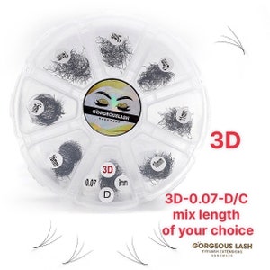 Mix 3D Lashes, 1000 Premade Volume Fans, 0.07mm ,silk, Thickness. Eyelash Extensions. Handmade!