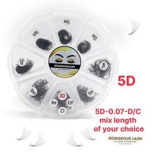 Mix 5D Lashes, 1000 Premade Volume Fans, 0.07mm Thickness.Eyelash Extension. Handmade!