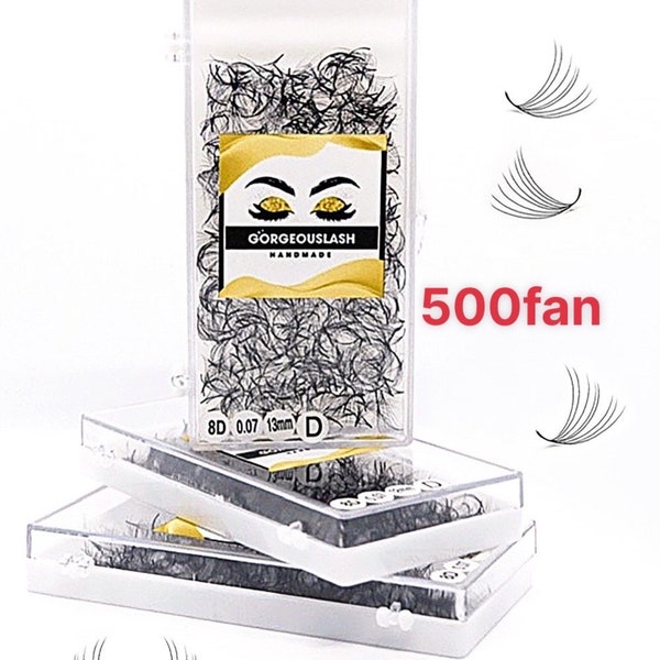 500 Premade Volume Lash Fans - 3D, 4D, 5D, 6D, 7D, 8D, 9D, 10D, 12D, 14D  D, C - Handmade Eyelash extensions