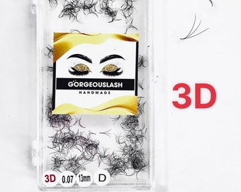 Wide 3D Lashes. 1000 Pre-made Volume Fans.Silk , thickness.  Eyelash Extension. Handmade!