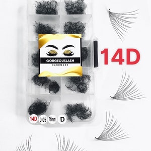 Wide Mega 14D Lashes, 1000 Premade Volume Fans. 0.05mm thickness. Eyelash Extensions. Handmade!