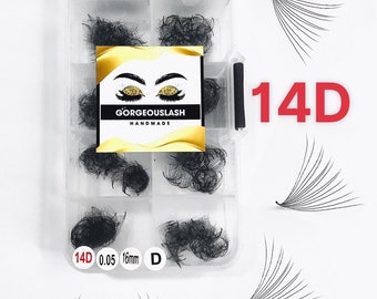 Wide Mega 14D Lashes, 1000 Premade Volume Fans. 0.05mm thickness. Eyelash Extensions. Handmade!