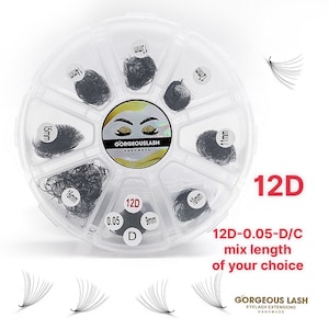 Mixed Length Volume Lash Extensions, 3D-12D, 1000 Fans