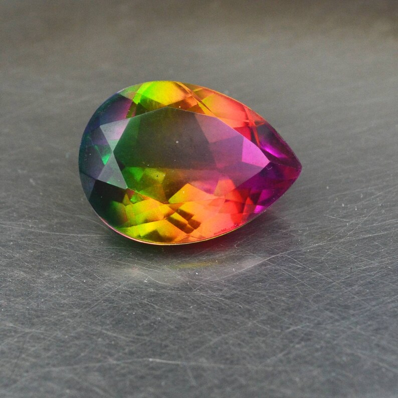 Watermelon Quartz natural gemstone quartz 12x16 mm pear shape Etsy