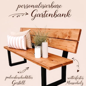 Gepersonaliseerde houten tuinbank met gravure – huwelijksgeschenk, housewarmingcadeau, tuinbank met stalen frame