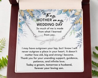 To My Mother on My Wedding Day Bride Mom Gift for Mother of The Bride Gift from Bride Gift from Daughter Name Necklace Wedding Jewelry