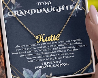 To My Granddaughter Gifts From Grandma and Granddaughter Birthday Message Card Necklace From Grandmother or Grandpa Jewelry Name Present